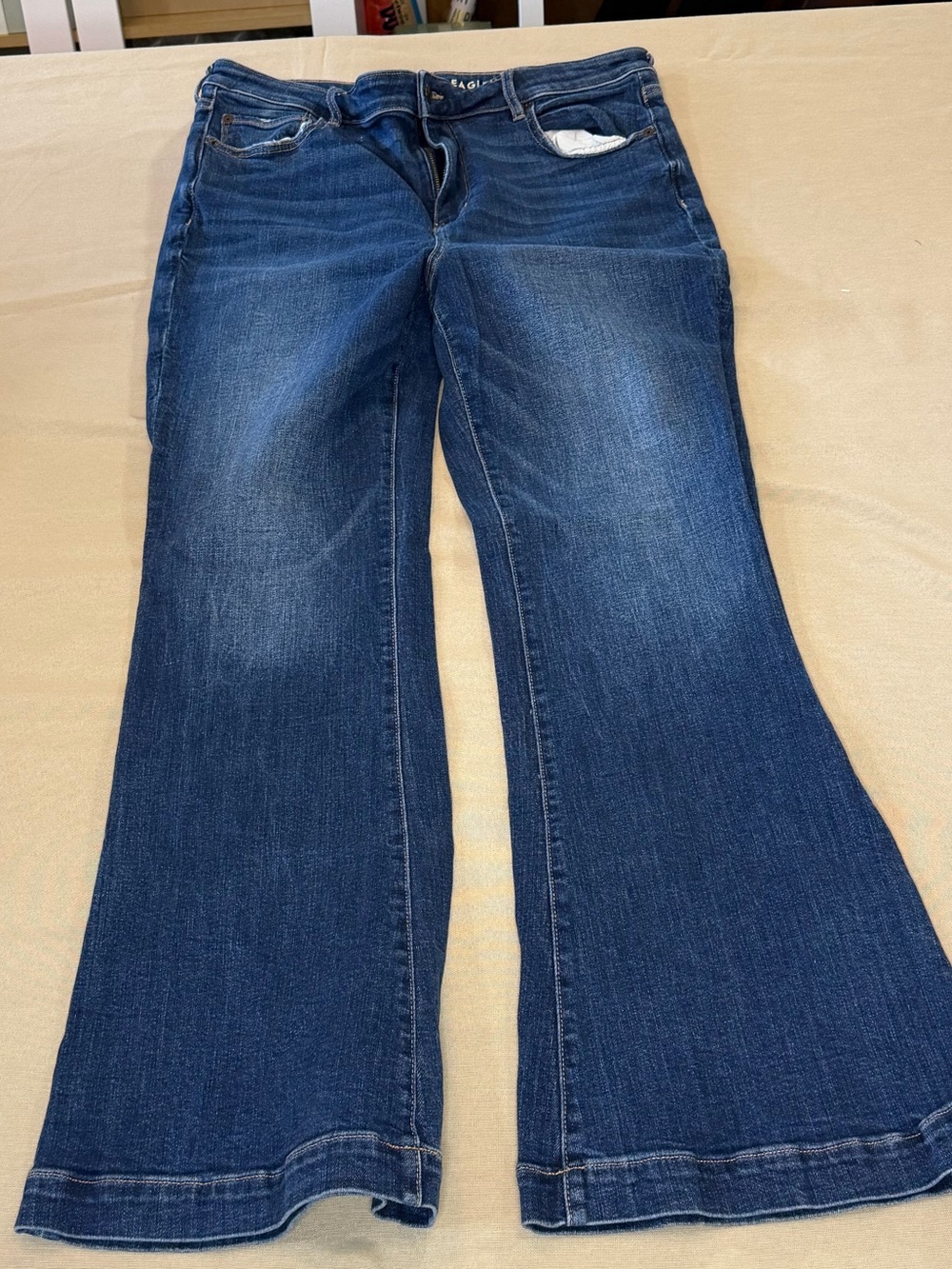American Eagle Outfitters Dark Blue Super Hi Rise Stretch Flare Jeans